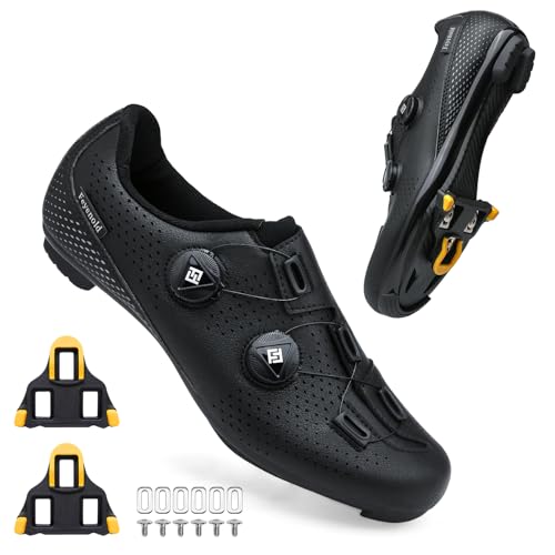 Feyenold Herren Fahrradschuhe Damen Radsport Schuhe Kompatibel mit SPD-SL Pedal & Kompatible Installation SPD/Look KEO Cleats Reitschuhe Schwarz 42 EU von Feyenold