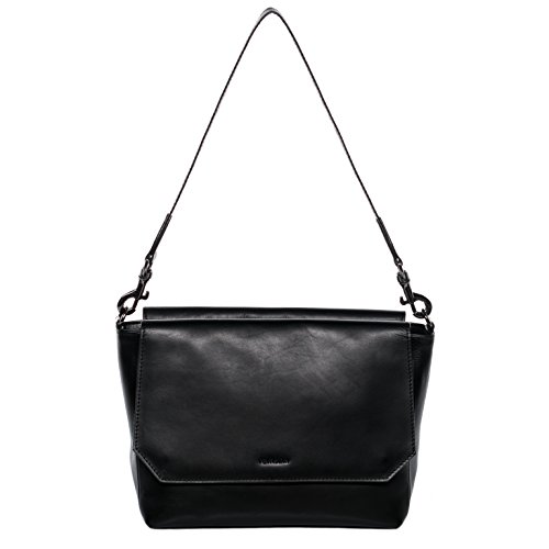 FEYNSINN Handtasche mit Langen Henkeln echt Leder - Henkeltasche ARNIK - Schultertasche Damentasche mit Schultergurt - Ledertasche Damen schwarz handgefertigt von FEYNSINN