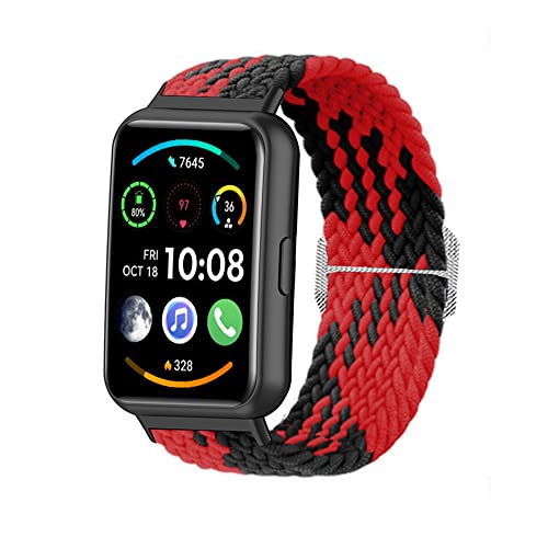 Feysentoe Armband Kompatibel für Huawei Watch FIT 2 Estrazarmband Uhrenarmband(rot schwarz) von Feysentoe