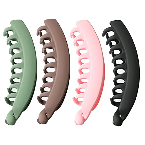 Fezf 4pcs Pferdeschwanz Haarschmuck Banane Clip Haarspangen vertikale Temperament hinter dem Kopf Haarschmuck Papier rutschfeste Haarspangen matt von Fezf