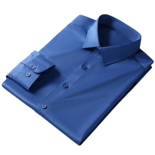 Ffnkrnfi Frühling Männer Casual Nicht-Eisen Seide Einfarbig Collor Business Langarm Bluse Slim Fit Hemden von Ffnkrnfi