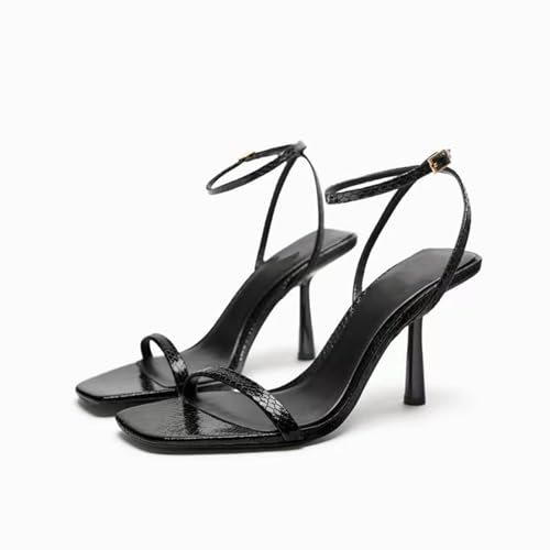 FgdeupY 10CM Damen Sandalen Knöchelriemen Schnalle Offene Zehe Hohe Stiletto Absatz Pump Kleid Party Schuhe,Schwarz,38 EU FgdeupY 10CM Damen Sandalen Knöchelriemen Schnalle Offene Zehe Hohe Stiletto Absatz Pump Kleid Party Schuhe,Schwarz,38 EU von FgdeupY