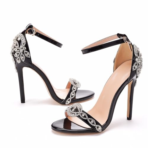 FgdeupY 11CM Damen High Heel Sandalen Pumpschuhe für Braut Hochzeit Party Abendkleid Schuhe,Schwarz,44 EU von FgdeupY