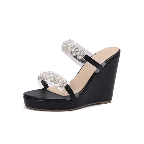 FgdeupY 11CM Damen Slip on Platform Wedge Slide Open Toe Klare High Heel Sandalen,Schwarz,38 EU FgdeupY 11CM Damen Slip on Platform Wedge Slide Open Toe Klare High Heel Sandalen,Schwarz,38 EU von FgdeupY