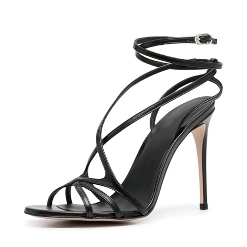 FgdeupY 13CM Herren Damen Corss Strap Knöchelschnalle Stiletto High Heels Sandalen,Schwarz,41 EU von FgdeupY