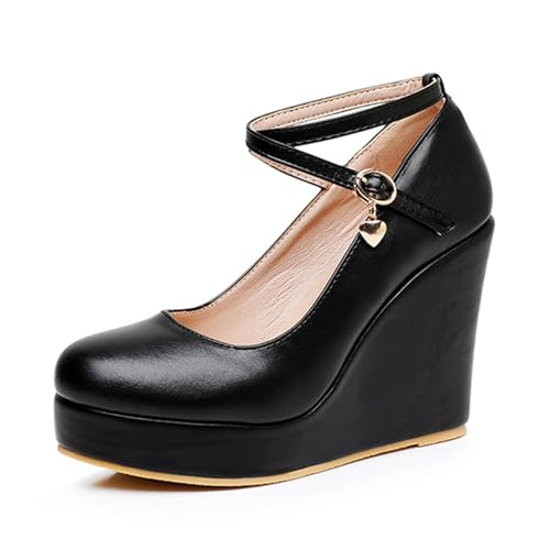 FgdeupY 4In Frauen Gurt Bequemes Bürokleid Plattform Keilabsatz Schuhe,Schwarz,38 EU FgdeupY 4In Frauen Gurt Bequemes Bürokleid Plattform Keilabsatz Schuhe,Schwarz,38 EU von FgdeupY