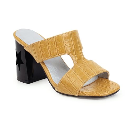 FgdeupY 8,5 cm Frauen Quadratische Offene Zehe Pantoletten Flip Flops Chunky Heels Slip On Sandalen Block High Heel Mode Hochzeitskleid Schuhe,Gelb,39 EU FgdeupY 8,5 cm Frauen Quadratische Offene Zehe Pantoletten Flip Flops Chunky Heels Slip On Sandalen Block High Heel Mode Hochzeitskleid Schuhe,Gelb,39 EU von FgdeupY