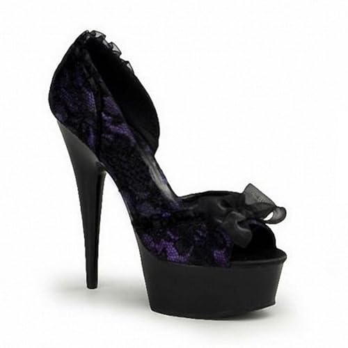 FgdeupY Damen Plattform Stiletto Heels Schuhe Peeptoe Pumps 6 Zoll Absätze für Kleid Hochzeit Party,Lila,44 EU von FgdeupY