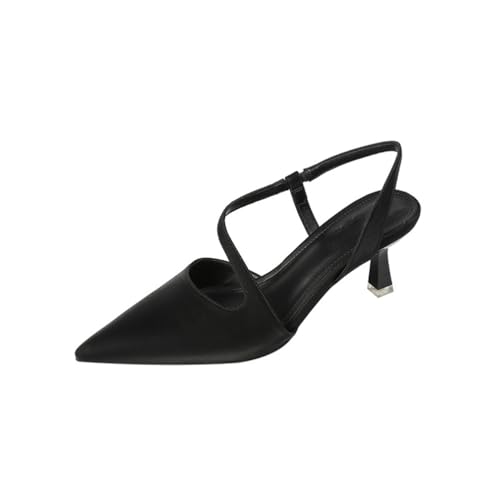 FgdeupY Damen Slingback Kitten Heels Niedriger Absatz Geschlossene Spitze Spitze Pumps Sandalen Schuhe,Schwarz,40 EU von FgdeupY