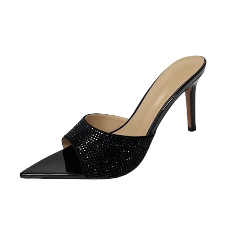 FgdeupY Damen Spitze Offene Zehe Stiletto Slide Sandalen Sexy Slip on High Heel Rückenfrei Pantoletten Sommer Mode Slingback Party Dating Kleid Pumps,Schwarz,42 EU FgdeupY Damen Spitze Offene Zehe Stiletto Slide Sandalen Sexy Slip on High Heel Rückenfrei Pantoletten Sommer Mode Slingback Party Dating Kleid Pumps,Schwarz,42 EU von FgdeupY