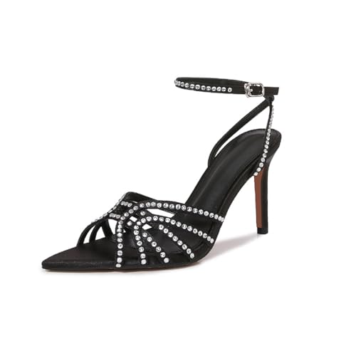 FgdeupY Damen Spitze Strass Slingback Sandalen Knöchelriemen 8,5 cm Stiletto Absatz Offene Spitze Hochzeit Party Nachtclub Schuhe,Schwarz,37 EU FgdeupY Damen Spitze Strass Slingback Sandalen Knöchelriemen 8,5 cm Stiletto Absatz Offene Spitze Hochzeit Party Nachtclub Schuhe,Schwarz,37 EU von FgdeupY