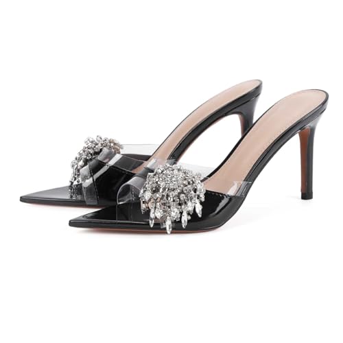 FgdeupY Frauen High Heel Sandalen Stilettos Heel Pantoletten Casual Open Toe Sandalen Pantoletten mit Absatz Komfort Hochzeit Party 3,34 Zoll,Schwarz,42 EU FgdeupY Frauen High Heel Sandalen Stilettos Heel Pantoletten Casual Open Toe Sandalen Pantoletten mit Absatz Komfort Hochzeit Party 3,34 Zoll,Schwarz,42 EU von FgdeupY