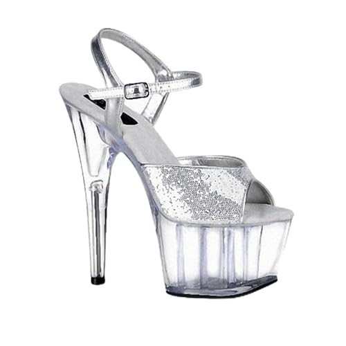 FgdeupY Plateau Heels für Frauen Offene Zehe Heels Dressy Pumps Sandalen 6,69 Zoll Knöchelriemen Party Hochzeit Pumps Schuhe,Silber,40 EU FgdeupY Plateau Heels für Frauen Offene Zehe Heels Dressy Pumps Sandalen 6,69 Zoll Knöchelriemen Party Hochzeit Pumps Schuhe,Silber,40 EU von FgdeupY
