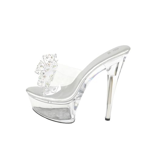 6 Zoll klare Absätze für Frauen - perfekt für Brautjungfern mit zierlichen Füßen - Bequeme Sommer Hochzeit Club Party Schuhe,Clear,40 EU von FhiHUEpr