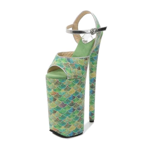 Damen 10,2 Zoll High Heels - Crossdressing Schuhe für Männer, Plateau Knöchelriemen Sandalen für Pole Dance & Nachtclub,Grün,38 EU Damen 10,2 Zoll High Heels - Crossdressing Schuhe für Männer, Plateau Knöchelriemen Sandalen für Pole Dance & Nachtclub,Grün,38 EU von FhiHUEpr