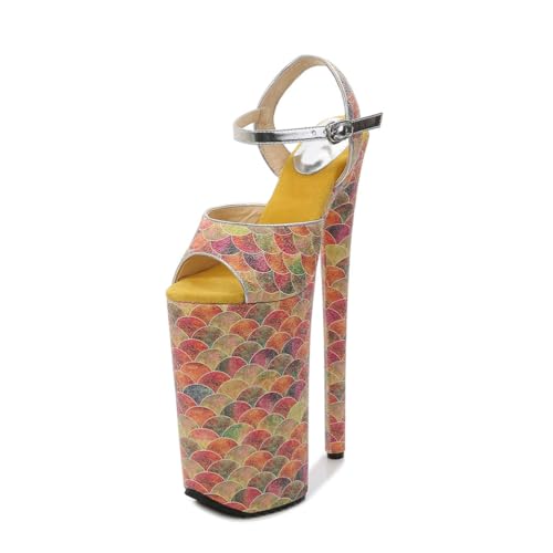 Damen 10,2 Zoll High Heels - Crossdressing Schuhe für Männer, Plateau Knöchelriemen Sandalen für Pole Dance & Nachtclub,Orange,38 EU Damen 10,2 Zoll High Heels - Crossdressing Schuhe für Männer, Plateau Knöchelriemen Sandalen für Pole Dance & Nachtclub,Orange,38 EU von FhiHUEpr