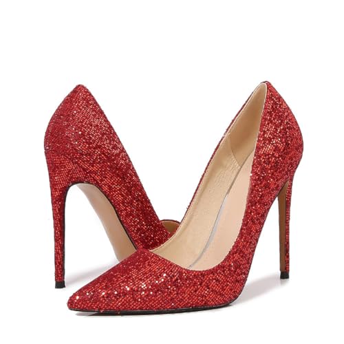 Damen 12cm/4.72in Pumps – Multi-Occasion High Heels mit Rutschfester Sohle – für Büro, tägliches Spazierengehen, Hochzeit,Rot,38 EU Damen 12cm/4.72in Pumps – Multi-Occasion High Heels mit Rutschfester Sohle – für Büro, tägliches Spazierengehen, Hochzeit,Rot,38 EU von FhiHUEpr