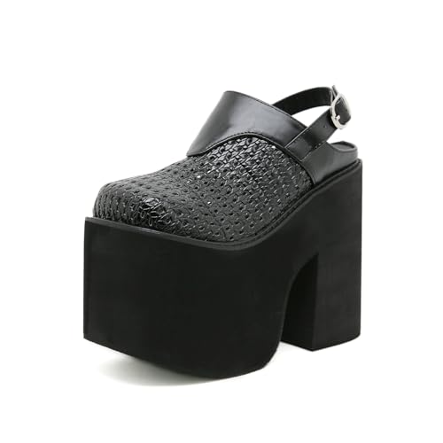 Damen 14CM Height Platform Keilsandalen - rutschfeste, leichte, lässige Wandersandalen für Outdoor/Reisen,Schwarz,43 EU von FhiHUEpr