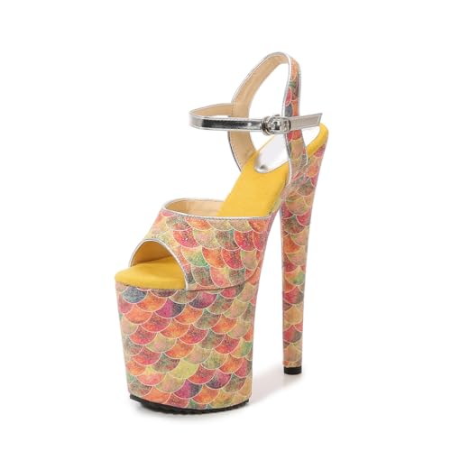 Damen 20CM Sky-High Stiletto Sandalen - Pailletten Prom Nachtclub Heels für Junggesellenabschied - Pole Dance Schuhe,Orange,41 EU Damen 20CM Sky-High Stiletto Sandalen - Pailletten Prom Nachtclub Heels für Junggesellenabschied - Pole Dance Schuhe,Orange,41 EU von FhiHUEpr