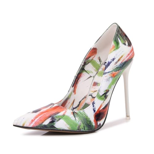 Damen Pumps - 11 cm Lange Stilettoabsätze mit Rutschfester Sohle, Spitze Hochzeits- und Nachtclubschuhe für Braut/Brautjungfern,Multi Colored,39 EU von FhiHUEpr