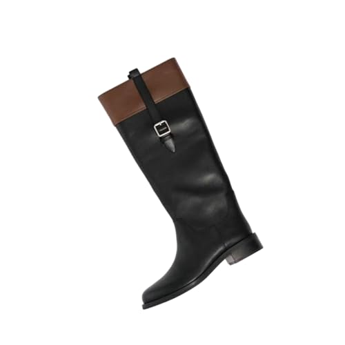 Echte Leder Stiefeletten für Frauen - Rundkopf Flachabsatz Knielange Boots für den täglichen Gebrauch, Büro, Hochzeit,Schwarz,35 EU Echte Leder Stiefeletten für Frauen - Rundkopf Flachabsatz Knielange Boots für den täglichen Gebrauch, Büro, Hochzeit,Schwarz,35 EU von FhiHUEpr