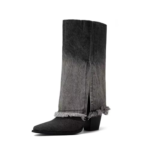 FhiHUEpr Damen Chunky Heel Western Cowboy Boots - Vintage Stiefeletten für Country-Konzerte, Nachtclubs, Alltag,Schwarz,39 EU FhiHUEpr Damen Chunky Heel Western Cowboy Boots - Vintage Stiefeletten für Country-Konzerte, Nachtclubs, Alltag,Schwarz,39 EU von FhiHUEpr