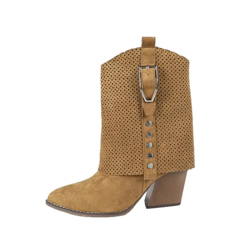 FhiHUEpr Damen Stiefel für den Herbst und Winter - Leichte und warme Knöchel-Stiefel, für die Arbeit, formelle Veranstaltungen und lässige Ausflüge,Braun,43 EU von FhiHUEpr
