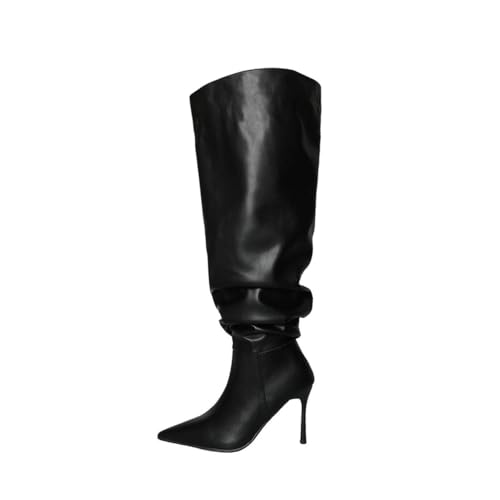FhiHUEpr Damen Stiefel mit extra weitem Schaft aus echtem Leder, Spitze Zehen und Stiletto-Absätzen - Mid-Calf-Stiefel für Hochzeiten und Feiertage,Schwarz,38 EU FhiHUEpr Damen Stiefel mit extra weitem Schaft aus echtem Leder, Spitze Zehen und Stiletto-Absätzen - Mid-Calf-Stiefel für Hochzeiten und Feiertage,Schwarz,38 EU von FhiHUEpr