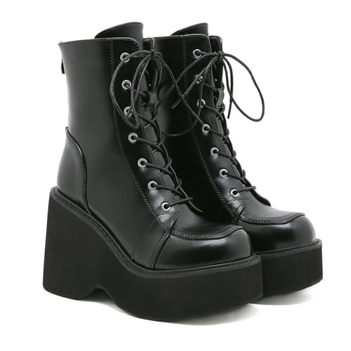 FhiHUEpr Damenstiefel mit mittlerer Wade - Y2K Chunky Heel Back Zipper Round Toe Plateaustiefel für den täglichen Arbeitsweg, Herbst Winter Mode,Schwarz,40 EU FhiHUEpr Damenstiefel mit mittlerer Wade - Y2K Chunky Heel Back Zipper Round Toe Plateaustiefel für den täglichen Arbeitsweg, Herbst Winter Mode,Schwarz,40 EU von FhiHUEpr