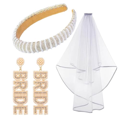 Elegante Perle Brautstirnbänder Schleier Ohrring Brautdusche Frauen Kopfbedeckung Bachelorettes Party Kopfbedeckung Elegante Perle Brautstirnbänder Schleier Ohrring Brautdusche Frauen Kopfbedeckung Bachelorettes Party Kopfbedeckung von Fhkpsqkcn