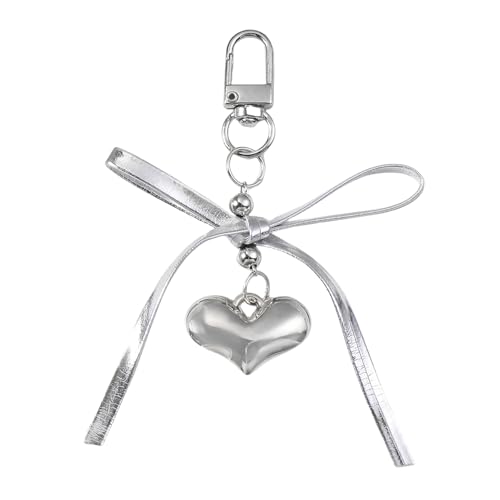 Fhkpsqkcn Eleganer Silber Leder Bowknot Key Stylish Accessoire Mit Herz Verziermentiert Schlüsselschmuck Für Den Täglichen Gebrauch Geeignet von Fhkpsqkcn