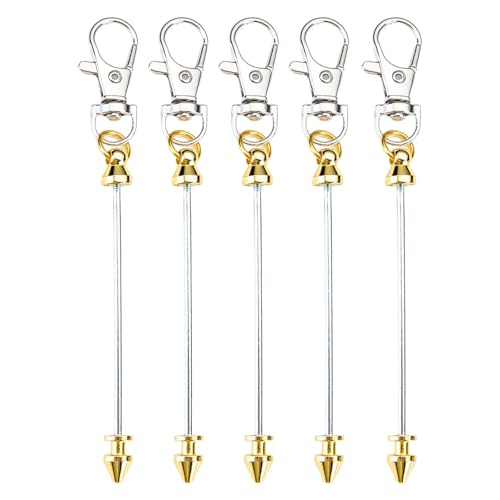 Fhkpsqkcn Packung Von 5 Perlenschlüsselkettenhandwerkssatz Metall Lobster Clasp Fashion Charm Accessoire Craft Perlen Keyring Set Legierungstextur von Fhkpsqkcn