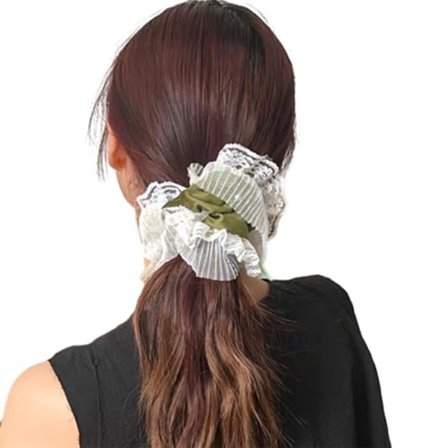 Spitzenverkleidung Haar Binde Haarbun Scunchies Elastic Hair Big Kriechte Elegante Haarbänder Weibliche Haare Dekore von Fhkpsqkcn