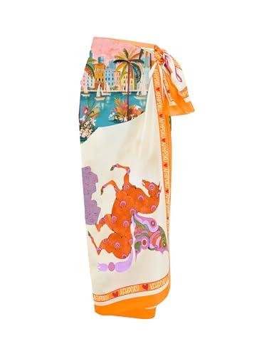 Fhniepan Damen Strand Bademode Gedruckt Lange Sarong Coverups Badeanzug Pareo Groß Pashmina Wickelrock, Orange/Abendrot im Zickzackmuster (Sunset Chevron), Einheitsgröße von Fhniepan