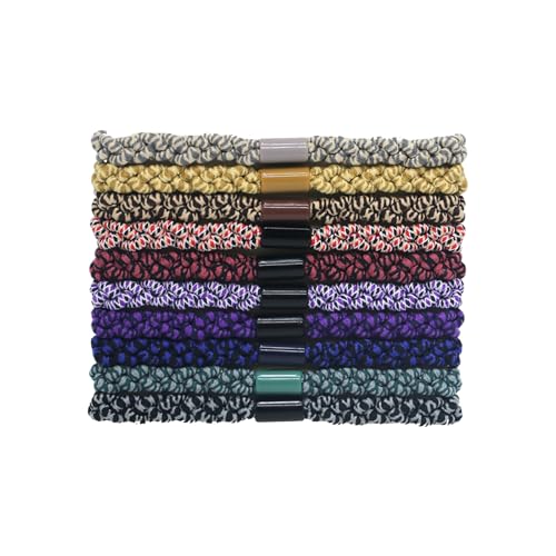 Bunte geflochtene Haargummis, elastische Pferdeschwanz-Halter für dickes, lockiges Haar, mehrfarbige Haarbänder für Damen und Mädchen von Fhsqwernm