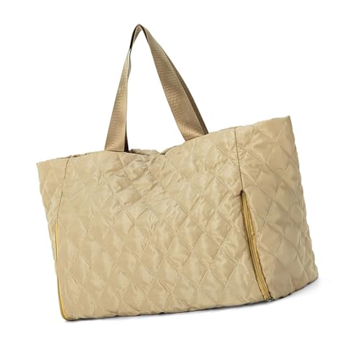 Turnbeutel Große Kapazität Handtasche Reisetasche Modische Fitness Tasche Gesteppte Übernachtungstasche Wochenendtasche Trendige Umhängetasche, khaki von Fhsqwernm