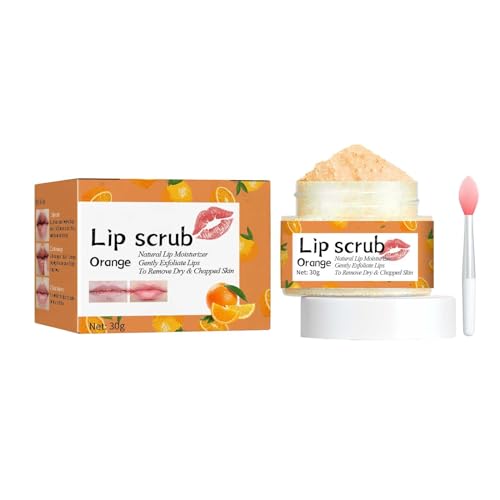 Zitrus Lippen Peeling Scrub, Orange Lippenmaske Overnight, Exfoliating Hydrating Lip Balm, Natürliche Lippenpflege Behandlung für spröde und rissige Lippen, 30 g von Fhtahun