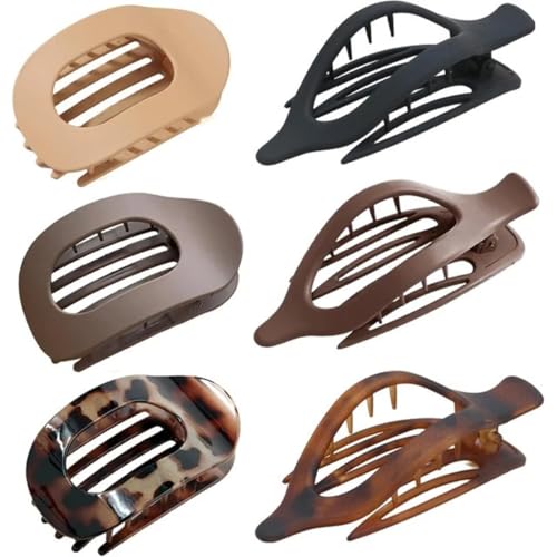 FiTspi Haarklammern, große flache Haarklammern für dickes, dünnes Haar, französisch, matt, rutschfeste Haarklammern, Haar-Accessoires für Damen und Mädchen, 6 Stück FiTspi Haarklammern, große flache Haarklammern für dickes, dünnes Haar, französisch, matt, rutschfeste Haarklammern, Haar-Accessoires für Damen und Mädchen, 6 Stück von FiTspi