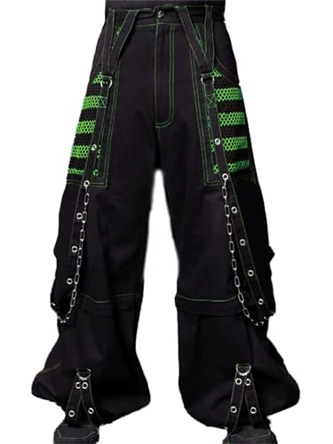 Fiacafyo Damen Vintage Baggy Jeans Grunge Gothic Tripp Pants Punk Goth Wide Leg Denim Pants Y2k Loose Casual Jeans Streetwear, C-grün, M von Fiacafyo