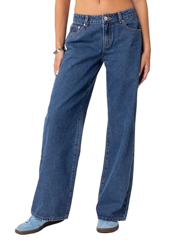 Y2K Damen Baggy-Jeans, niedrige Taille, lockeres gerades Bein, Denim-Hose mit Taschen, E-Girl, Boyfriends-Hose, Streetwear, H-blau, L Y2K Damen Baggy-Jeans, niedrige Taille, lockeres gerades Bein, Denim-Hose mit Taschen, E-Girl, Boyfriends-Hose, Streetwear, H-blau, L von Fiacafyo