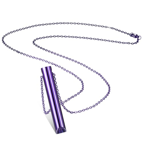 Fiada Angstlinderung Halskette Achtsame Atmung Halskette Edelstahl Tragbare Tiefe Atemübung Halskette für Herren Damen Meditation Stressabbau Entspannung (Lila) von Fiada