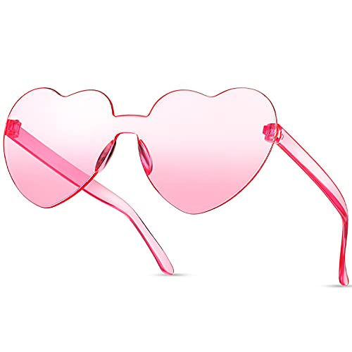 Herz Form Sonnenbrillen Randlose Transparente Farbige Sonnenbrillen (Rosa) von Fiada