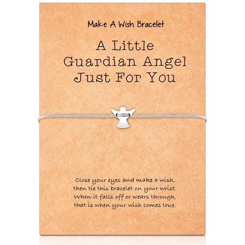 Fiada Schutzengel Armband Silber Handgefertigtes Glücksbringer Armband mit Metall Engel Anhänger für Frauen Familie Freunde Geburtstag Schmuck Geschenk (Grau) von Fiada