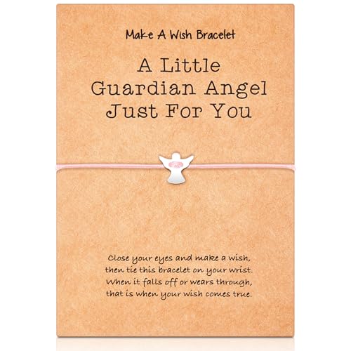 Fiada Schutzengel Armband Silber Handgefertigtes Glücksbringer Armband mit Metall Engel Anhänger für Frauen Familie Freunde Geburtstag Schmuck Geschenk (Rosa) von Fiada