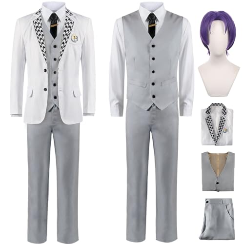 Fiamll Anime Blue Lock Cosplay Kostüm Mikage Reo Cosplay Uniform Schule Outfits Cosplay mit Perücke für Halloween Karneval S von Fiamll