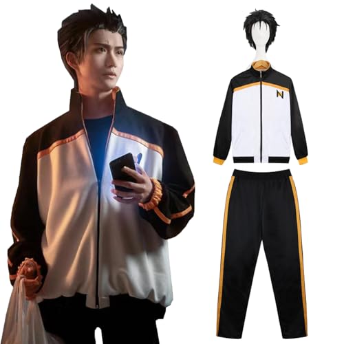 Fiamll Anime Natsuki Subaru Cosplay Kostüm Outfit Re Life In A Different World From Zero Hoodie Reißverschluss Jacke Mantel Sweatshirt Hose Karneval Outfits mit Perücke S von Fiamll
