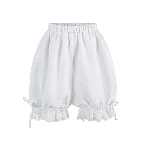 Fiamll Bloomer Shorts Weiße Rüschen Bloomers für Damen Baumwoll Rüschen Shorts Kürbis Hosen S/M von Fiamll