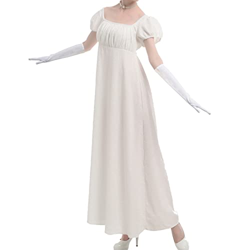 Fiamll Regency Kleid Damen - Empire Waist Jacquard Kleid für Hochzeit, Abendkleid, Party - Victorianisch,Marie Antoinette Kostüm,XL von Fiamll