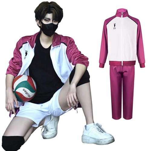Fiamll Haikyuu Cosplay Shiratorizawa School Jacke Hosen Sportbekleidung Ushijima Wakatoshi High School Volleyball Uniform Kostüme XXL von Fiamll