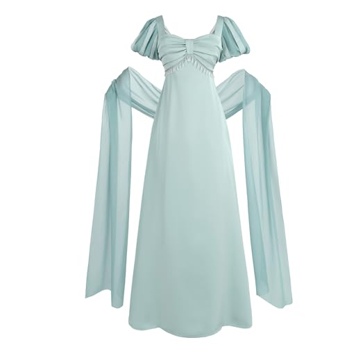 Fiamll Regency Kleid Damen Ballkleider Lang Viktorianische Kleider für Hochzeit mit Schal und Handschuhen XL von Fiamll